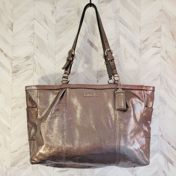 $SIS Coach Blush Pewter Metallic Leather Tote - Picture 5 of 8